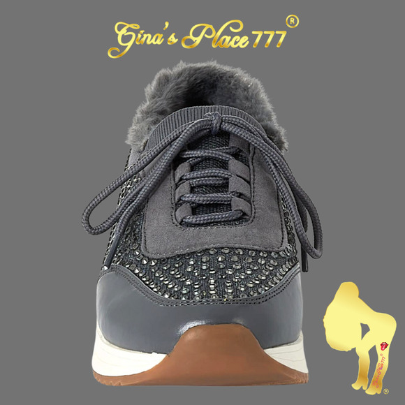 Kenneth Cole Reaction Shoes - Kenneth Cole Reaction Cari Cozy Faux Fur Jewel Jogger Sneaker Gray Size 9